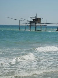 Scenic view of sea against clear sky