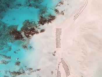 High angle view of sand on beach