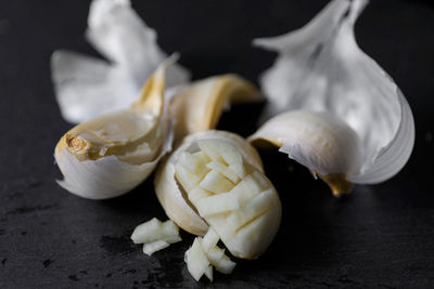 Close-up of garlic on table