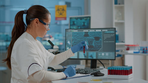 Female scientist working at laboratory