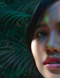 Close-up portrait of a beautiful young woman