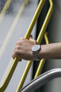 Close-up of person hand holding yellow lights