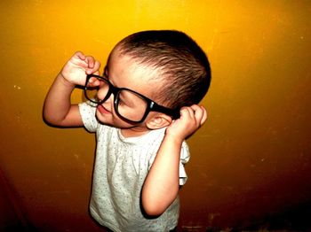 Cute boy looking away