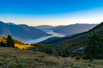 Lake como, seen from montemezzo, with the towns and mountains above it.