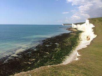 Scenic view of sea against clear sky