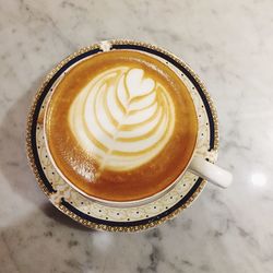 High angle view of coffee on table