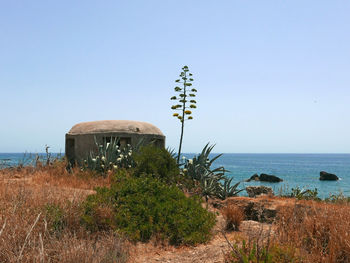 Scenic view of sea against clear sky