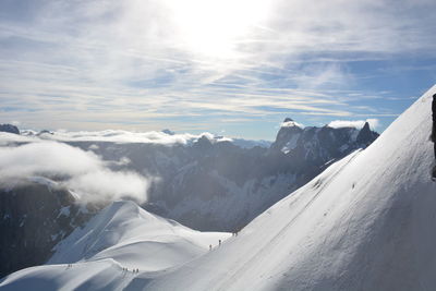 Scenic view of snow mountains against sky