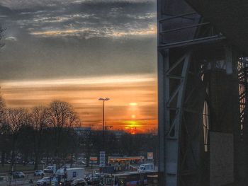 City against sky during sunset