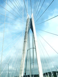 Low angle view of suspension bridge