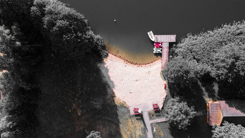 High angle view of buildings on the sea