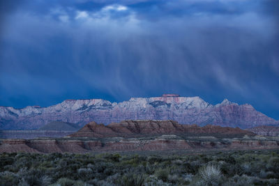 Storm clouds roll in over zion national park
