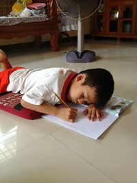 Woman lying on floor