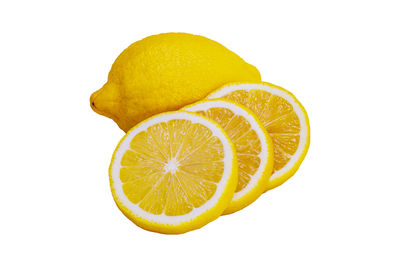 Close-up of lemon slice against white background
