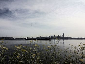 Scenic view of lake against sky