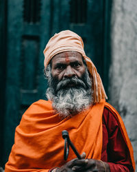 Portrait of man wearing mask outdoors