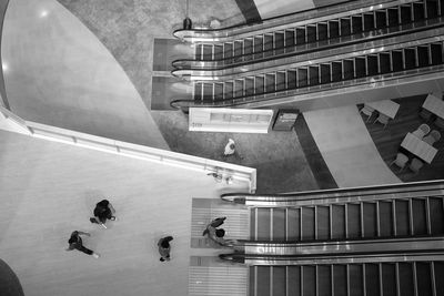 High angle view of stairs in city