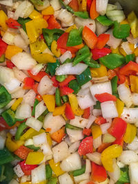 Full frame shot of chopped vegetables