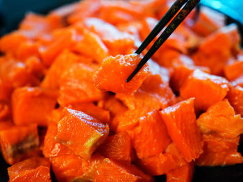 Close-up of chopped fruit in plate