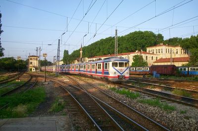 Train on railroad station platform