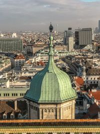 High angle view of cathedral in city