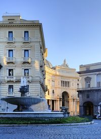 Low angle view of historic building against clear sky