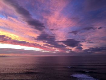 Scenic view of seascape against cloudy sky