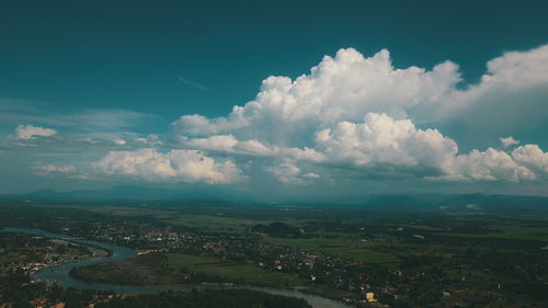 High angle view of townscape against sky