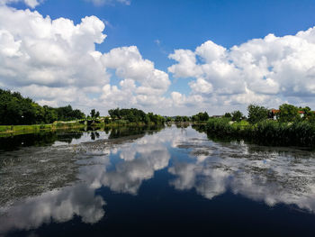 Scenic view of lake against sky