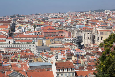 High angle view of townscape against sky