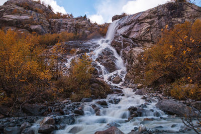 Scenic view of waterfall in forest