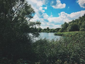 Scenic view of lake against sky