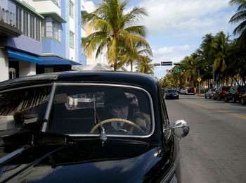 Cars on road in city