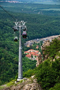 High angle view of overhead cable car over landscape