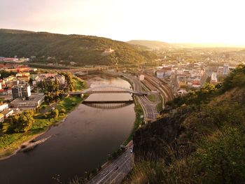 High angle view of town