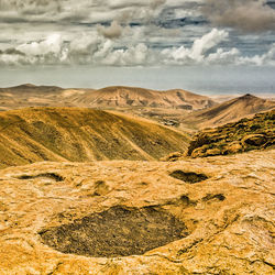 Scenic view of landscape against cloudy sky