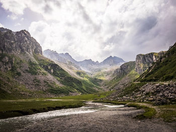 Scenic view of mountains against sky