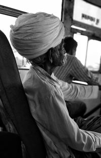 Man sitting in bus