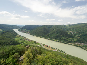 High angle view of landscape against sky