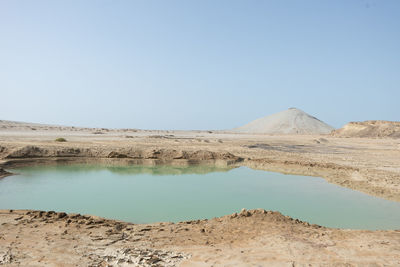 Scenic view of desert against clear sky