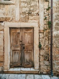 Closed door of historic building