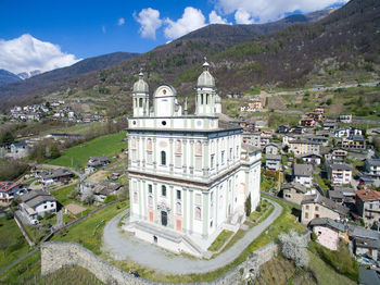 High angle view of buildings in town