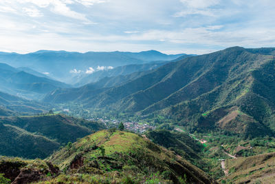 Scenic view of mountains against sky