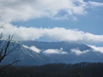 Low angle view of mountains against sky