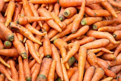 Full frame shot of carrots for sale at market stall