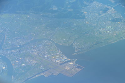 High angle view of buildings in city