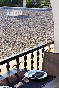 High angle view of coffee on table