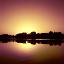 Scenic view of calm lake at sunset