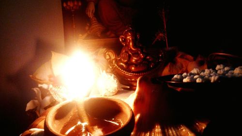 Close-up of burning candle