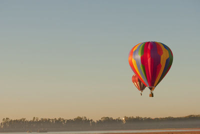 Hot air balloon flying in sky